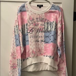 Women's Floral Pink and Blue Sweatshirt